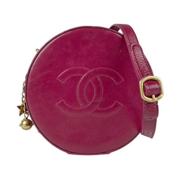 Auth CHANEL Crossbody Shoulder Bag Handbag Bordeaux/Gold Leather/Metal - z3875 - Picture 1 of 12